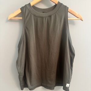 Vuori army green crop tank